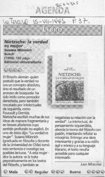 Nietzsche, la verdad es mujer  [artículo] Lina Meruane.