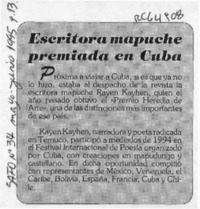 Escritora mapuche premiada en Cuba  [artículo].