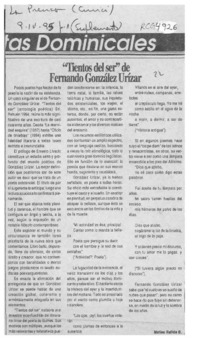 "Tientos del ser" de Fernando González Urízar  [artículo] Matías Rafide B.