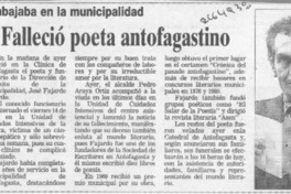 Falleció poeta antofagastino  [artículo].