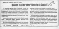 Quieren reeditar obra "Historia de Curicó"  [artículo].
