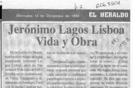 Jerónimo Lagos Lisboa, vida y obra  [artículo].