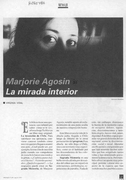 Marjorie Agosin, la mirada interior  [artículo] Virginia Vidal.