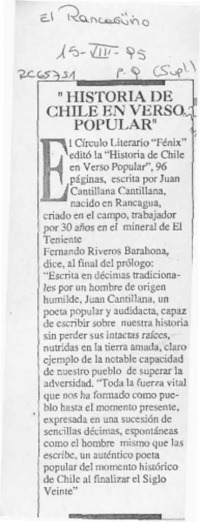"Historia de Chile en verso popular"  [artículo].