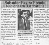 Salvador Reyes, Premio Nacional de Literatura  [artículo].