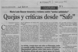 Quejas y críticas desde "Safo"  [artículo] Alejandra Gajardo.