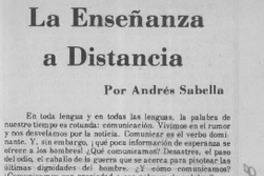 La enseñanza a distancia  [artículo] Andrés Sabella.