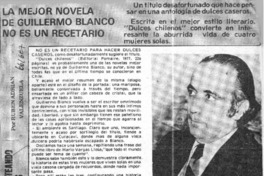 La mejor novela de Guillermo Blanco no es un recetario  [artículo] Rubén Adrián Valenzuela.
