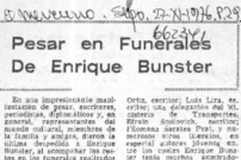 Pesar en funerales de Enrique Bunster.  [artículo]