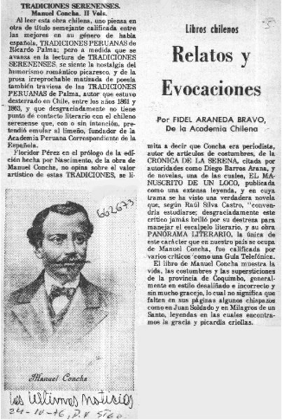 Tradiciones serenenses  [artículo] Fidel Araneda Bravo.
