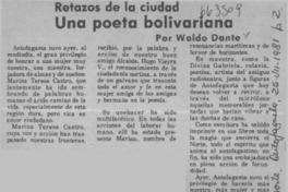 Una poeta bolivariana  [artículo] Waldo Dante.