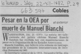 Pesar en la OEA por muerte de Manuel Bianchi.  [artículo]