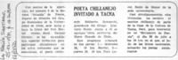 Poeta chillanejo invitado a Tacna.  [artículo]