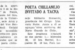 Poeta chillanejo invitado a Tacna.  [artículo]