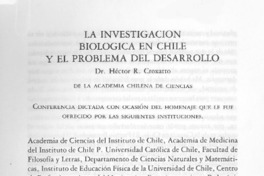 La investigación biológica en Chile y el problema del desarrollo.