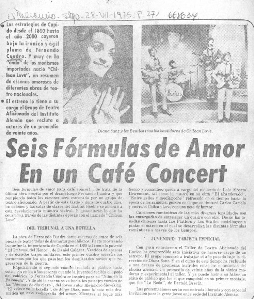 Seis fórmulas de amor en un café concert.