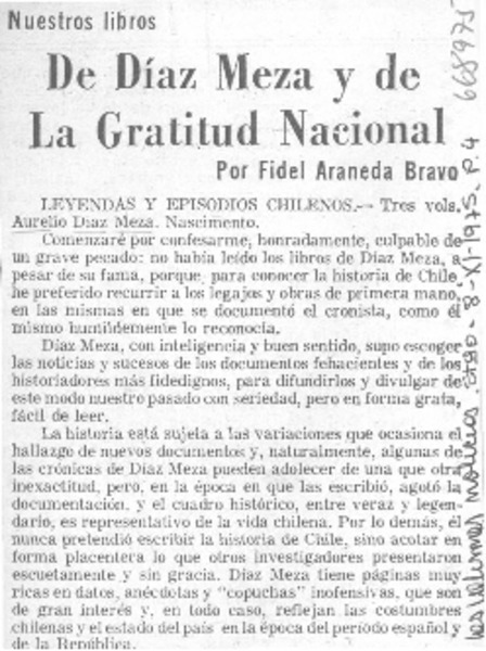 De Díaz Meza y de la gratitud nacional