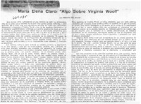 María Elena Claro: "Algo sobre Virginia Woolf"