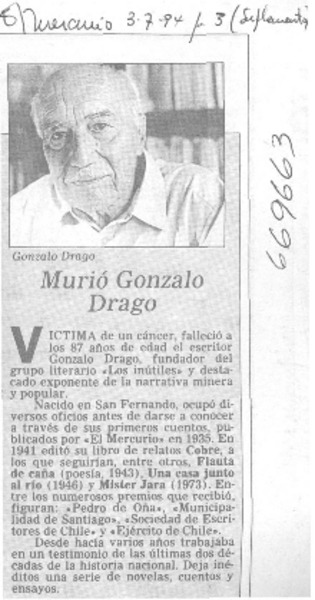 Murió Gonzalo Drago