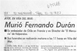 Murió Fernando Durán