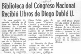 Biblioteca del Congreso Nacional recibió libros de Diego Dublé U.