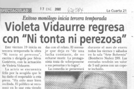Violeta Vidaurre regresa con "Ni tonta ni perezosa".