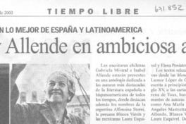 Mistral y Allende en ambiciosa antología.