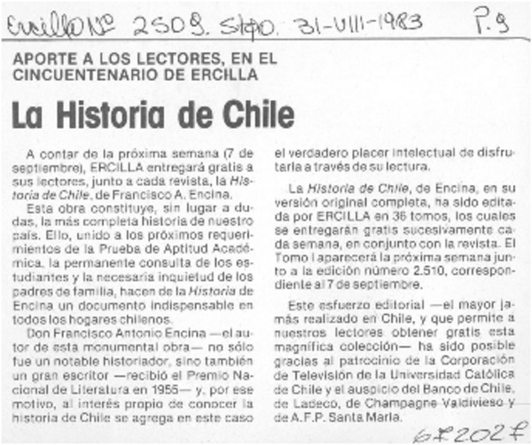 La Historia de Chile.