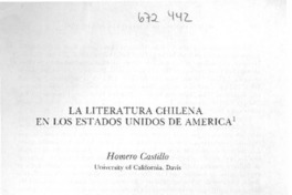 La literatura chilena en los Estados Unidos de América!.
