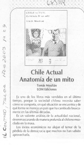 Chile actual anatomía de un mito.