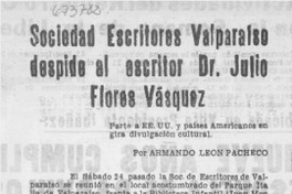 Sociedad Escritores Valparaíso despide al escritor Dr. Julio Flores Vásquez