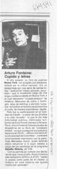 Arturo Fontaine, cupido y letras