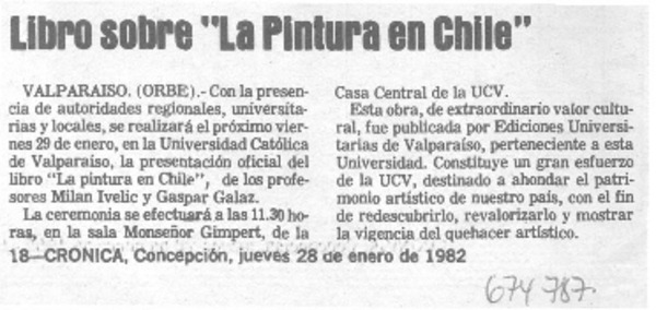 Libro sobre "La pintura en Chile".