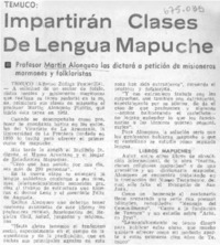 Impartirán clases de lengua mapuche