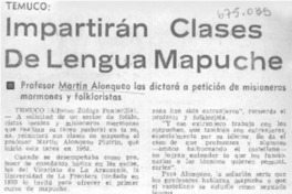 Impartirán clases de lengua mapuche