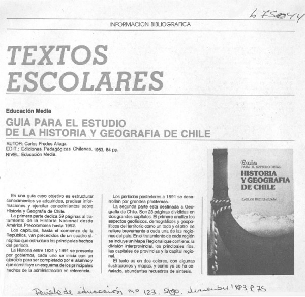 Guía para el estudio de la historia y geografía de Chile.