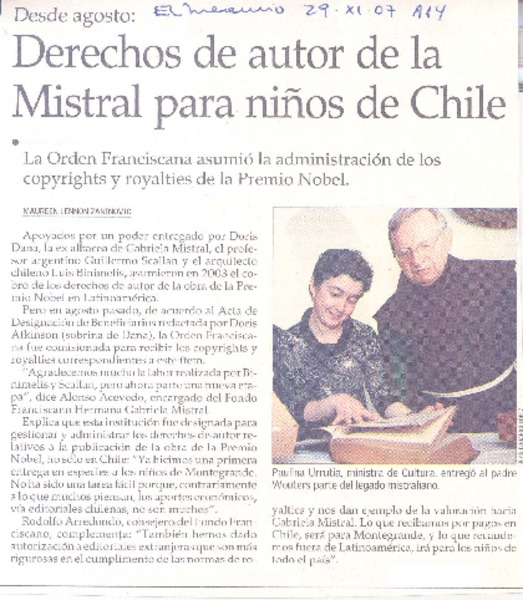Derechos de autor de la Mistral para niños de Chile