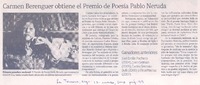 Carmen Berenguer obtiene el Premio de Poesía Pablo Neruda