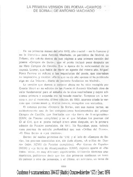La primera versión del poema "Campos de Soria", de Antonio Machado