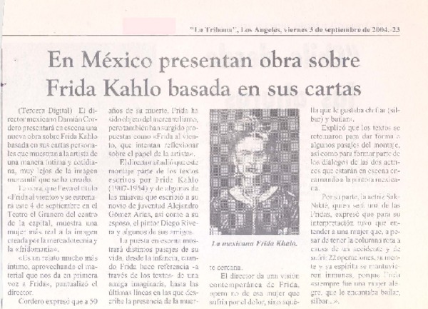 En México presentan obra sobre Frida Kahlo basada en sus cartas