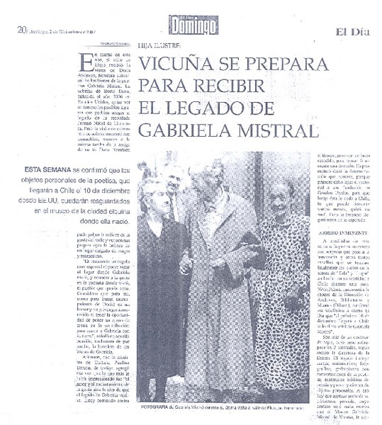 Vicuña se prepara para recibir el legado de Gabriela Mistral