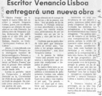 Escritor Venancio Lisboa entregará una nueva obra.