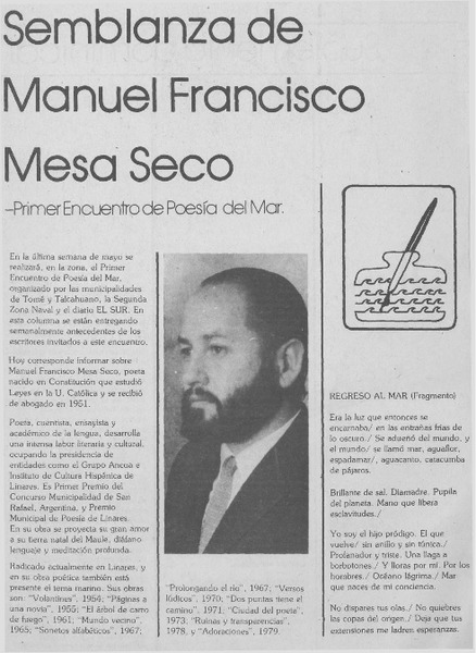 Semblanzas de Manuel Francisco Mesa Seco.