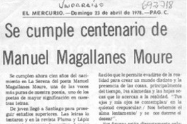 Se cumple centenario de Manuel Magallanes Moure