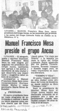 Manuel Francisco Mesa preside el grupo Ancoa.