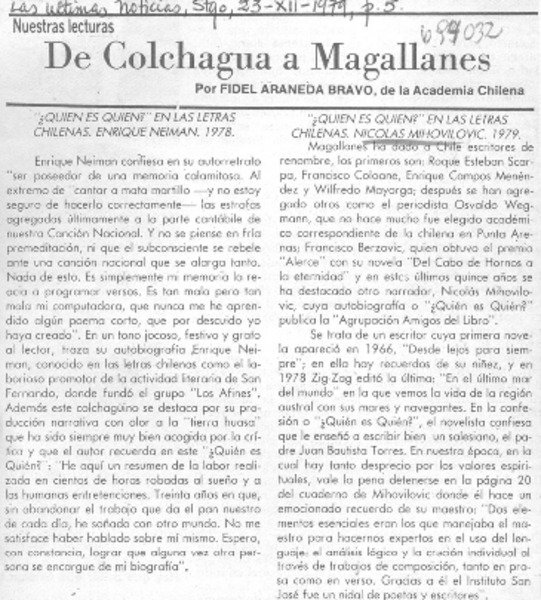 De Colchagua a Magallanes
