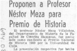 Proponen a profesor Néstor Meza para premio de historia.