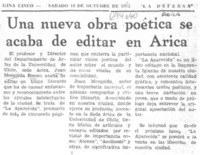 Una Nueva obra poética se acaba de editar en Arica.