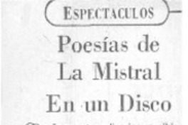 Poesías de la Mistral en una disco.