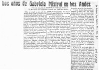 Los años de Gabriela Mistral en Los Andes.